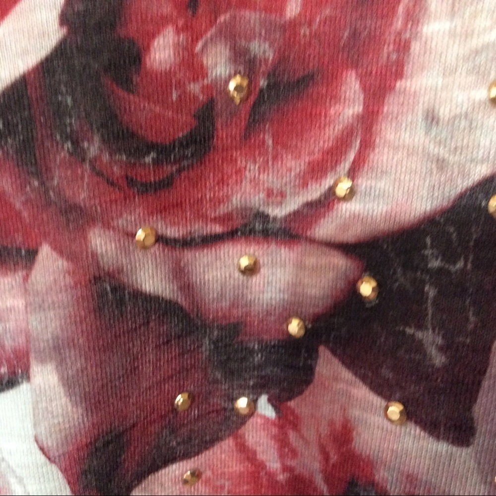 Style & Co Embellished Floral Sharkbite Hem Top S Fairy goth whimsigoth - Picture 3 of 6